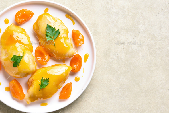 Chicken breasts in apricot sauce - Stock Photo - Images