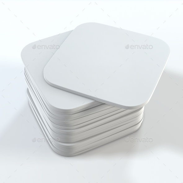 Stack of white square coasters. Mock up template for your design. Stock  Photo by ilyarexi