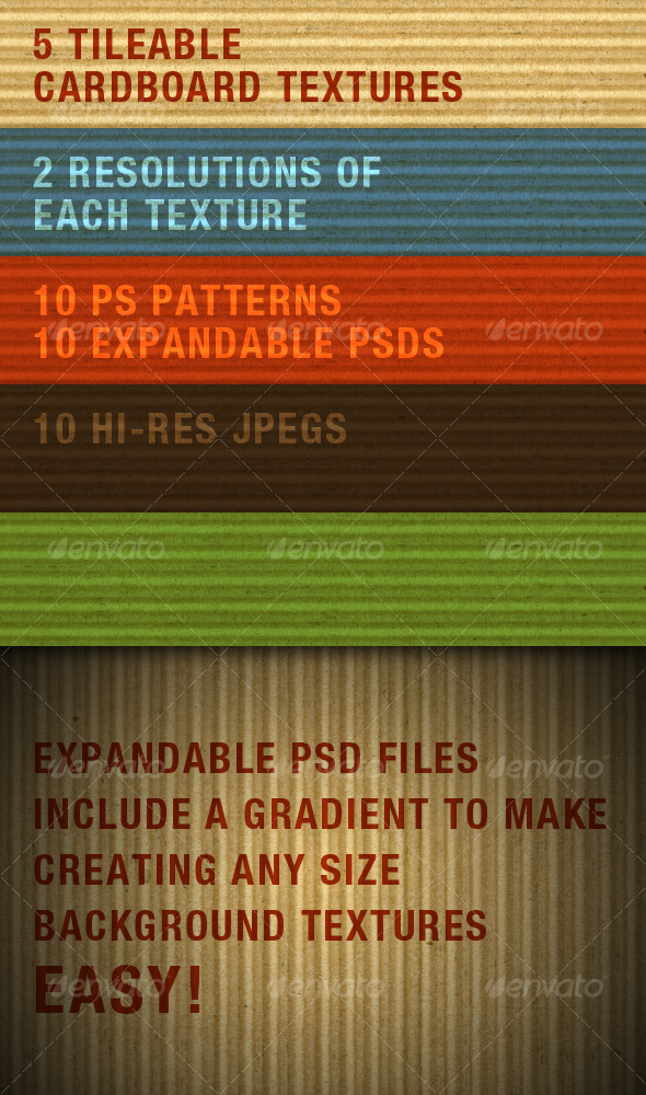 5 Tileable Cardboard Textures - Miscellaneous Textures