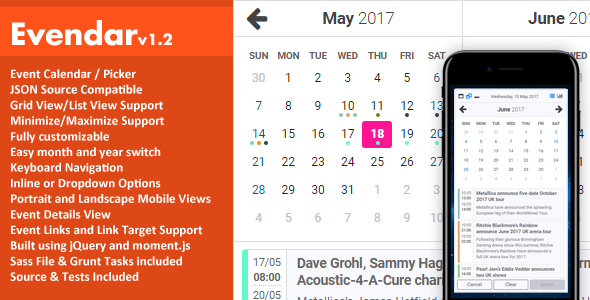 Evendar Event Calendar Picker By Tpaksu Codecanyon