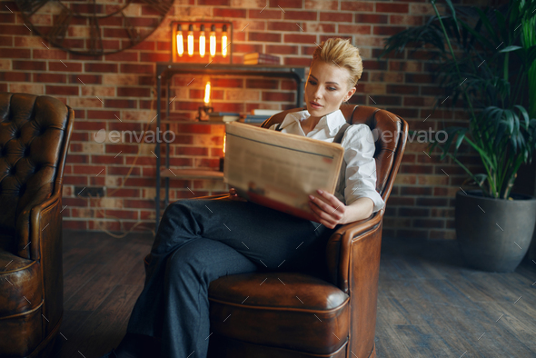 Elegance woman in strict clothes, gangster style - Stock Photo - Images