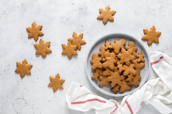Christmas, X-mas or New Year baking culinary background. Xmas festive holiday gingerbread cookies - Stock Photo - Images
