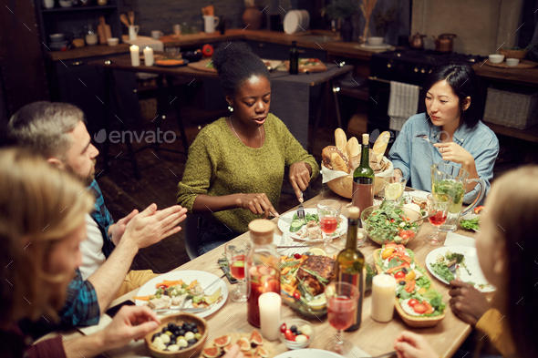Multi-Ethnic Group of People at Dinner