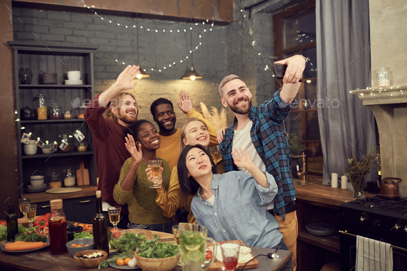 Diverse Group of People Taking Selfie at Party