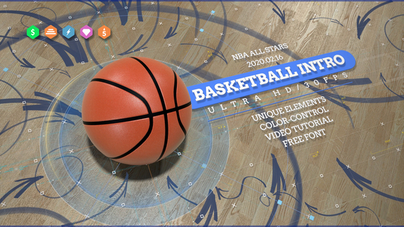 Basketball 4K Opener/ Action Sport Promo/ Active Game/ Basket Ball Logo/ NBA Intro/ Broadcast Bumper