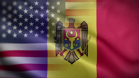USA Moldova Flag Loop Background 4K