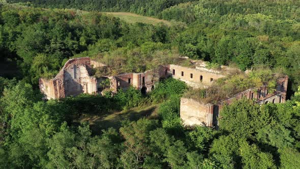 Aerial view of the Marianska Celad monastery near the village of Velke Lovce in Slovakia alt