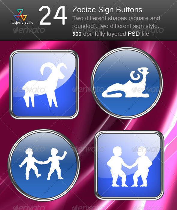 Zodiac Sign Buttons vol.1