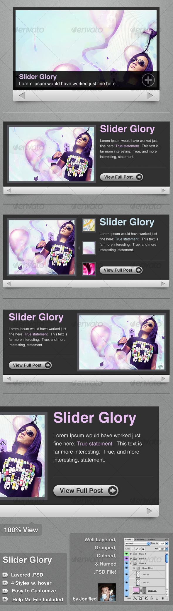 Slider Glory - 4 Modern Portfolio Sliders - Web Elements