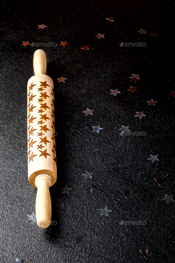 Rolling pin wooden for Christmas baking