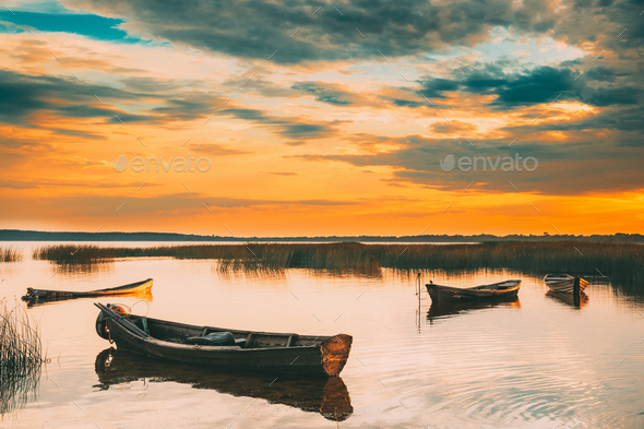 Braslaw Or Braslau, Vitebsk Voblast, Belarus. Wooden Rowing Fish - Stock Photo - Images