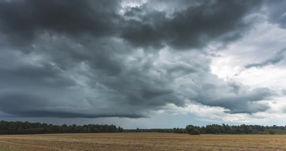 Time Lapse of Tornado Warned Splitting Supercell Storm Rolling Through the Fields in Latvia