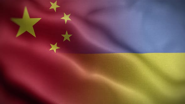 Ukraine China Flag Loop Background 4K