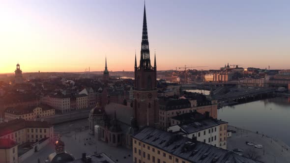 Stockholm Downtown City at Sunrise Aerial View