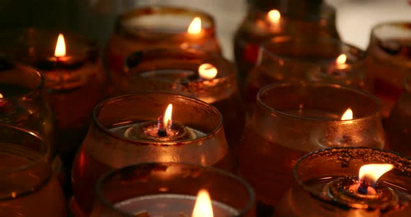 Candle light burning inside Man mo temple alt