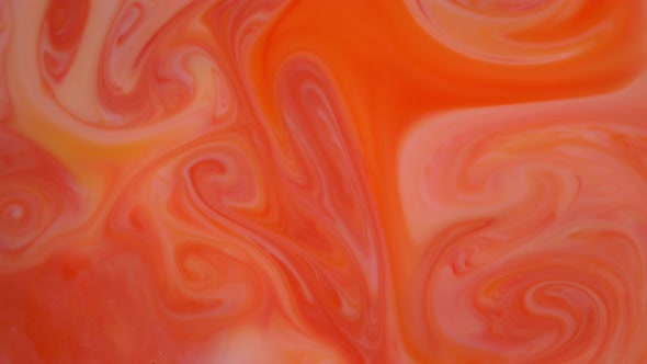  Footage, Ink in Water, Red and Orange Ink Reacting in Water Creating Abstract Background