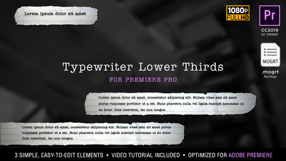 Typewriter Lower Thirds | MOGRT for Premiere Pr