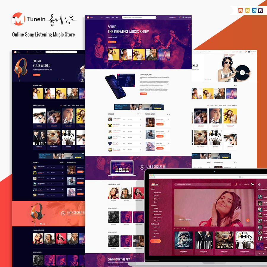 Tunein Online Music Store HTML Template - 1