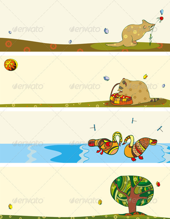 Banner Set Animals Horizontal - Seasons/Holidays Conceptual