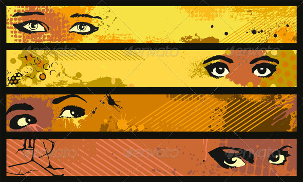 Banner Grunge Set Eye - Backgrounds Decorative