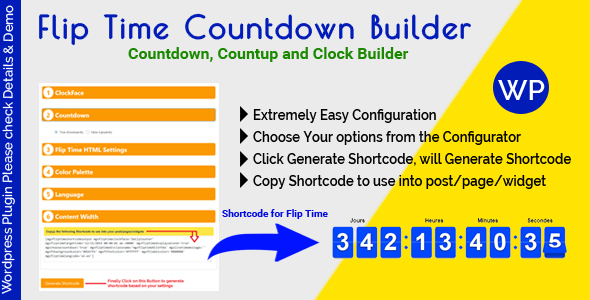 Flip Time Countdown Builder – Responsive Countdown Countup and Clock Builder for WordPress