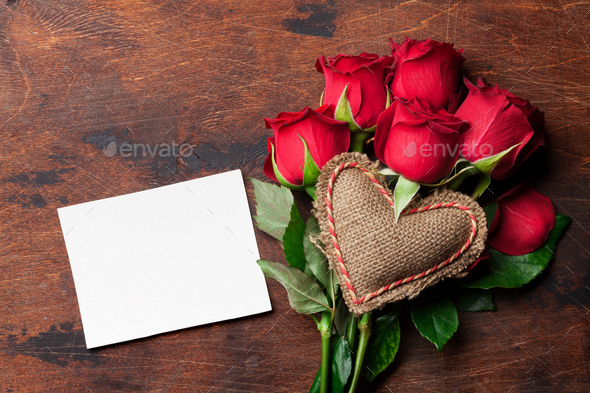 Valentine's day greeting card with roses - Stock Photo - Images