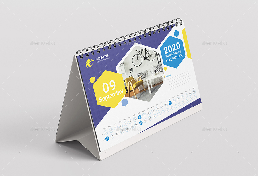 Desk & Landscape Calendar 2020, Print Templates | GraphicRiver