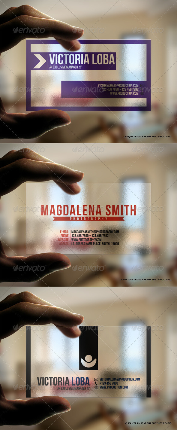 3in1 Transparent Business Cards Bundle #2 - Business Cards Print Templates