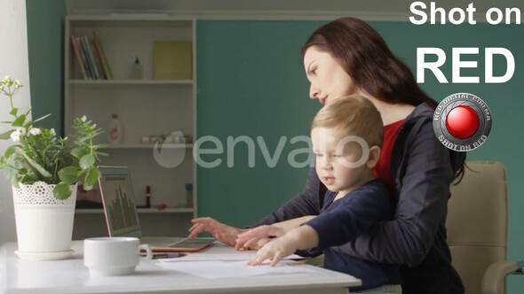 Mother Is Working From Home a Freelancer shot on RED camera alt