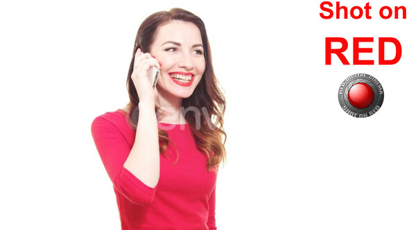 Happy Female Talking On The Mobile Phone alt