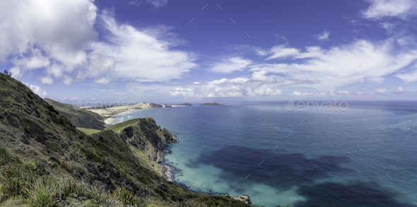Cape reinga New Zealand lighthouse landscape - Stock Photo - Images
