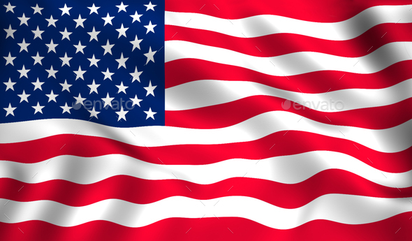 American flag waving for USA - Stock Photo - Images