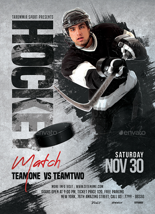 Hockey Match Flyer, Print Templates | GraphicRiver