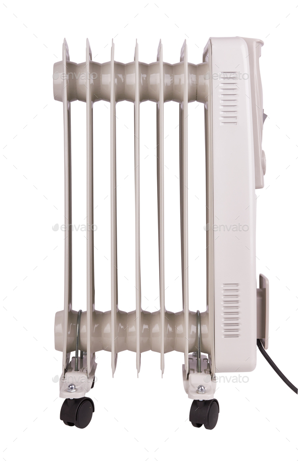 Oil electric radiator heater isolated on white background