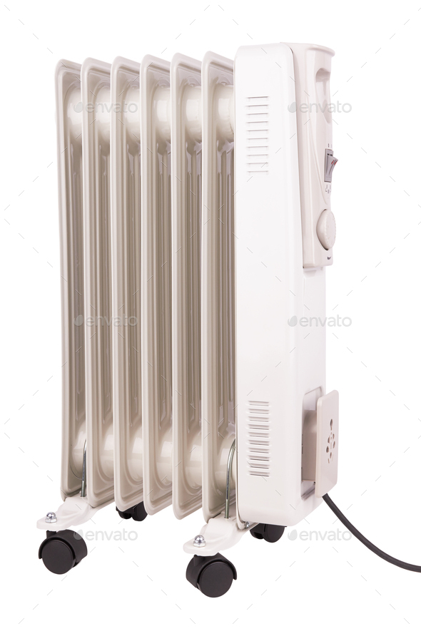 Oil electric radiator heater isolated on white background