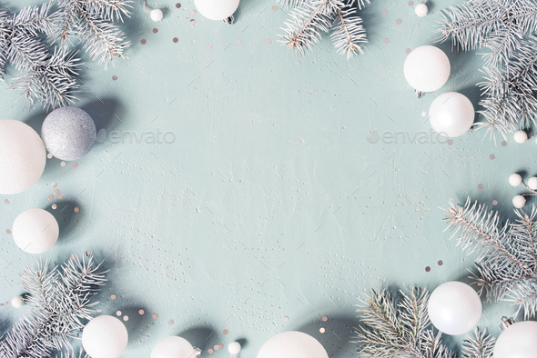 Pastel Blue Christmas or New Year Background - Stock Photo - Images