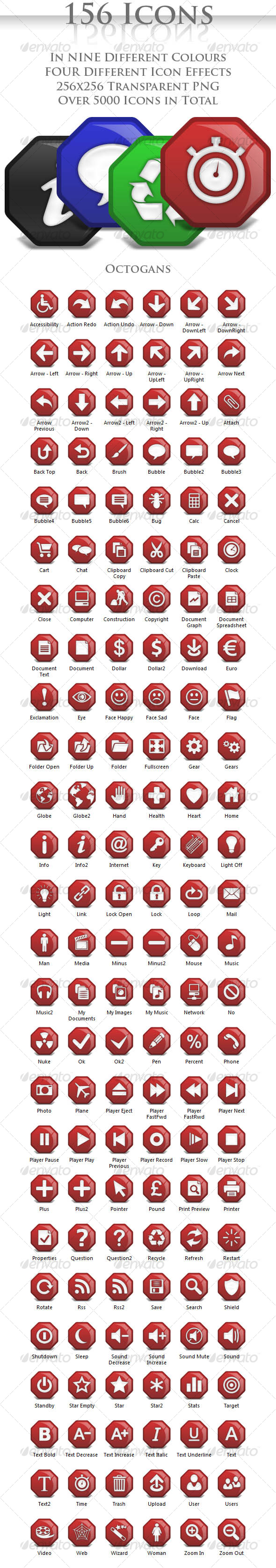 A collection of 156 Octagonal Icons - Web Icons