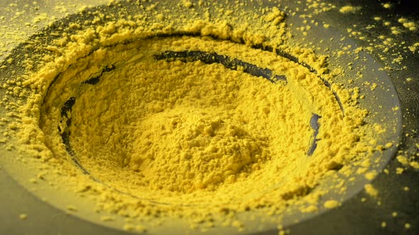 Yellow Paint Begins To Vibrate and Fly Up and in Different Directions on Music Speaker Acoustic alt