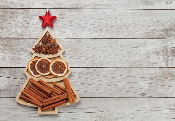 Christmas card with spices - Stock Photo - Images