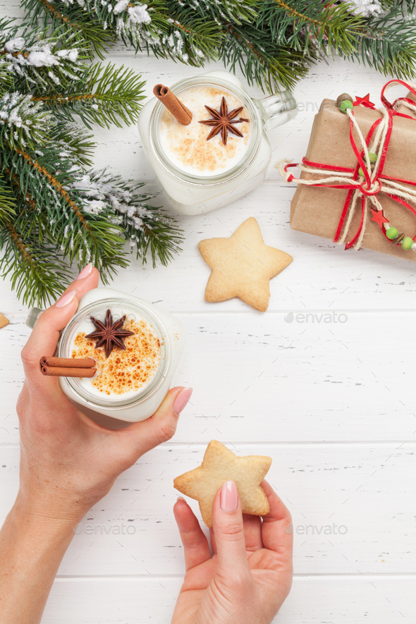 Eggnog. Traditional christmas cocktail - Stock Photo - Images