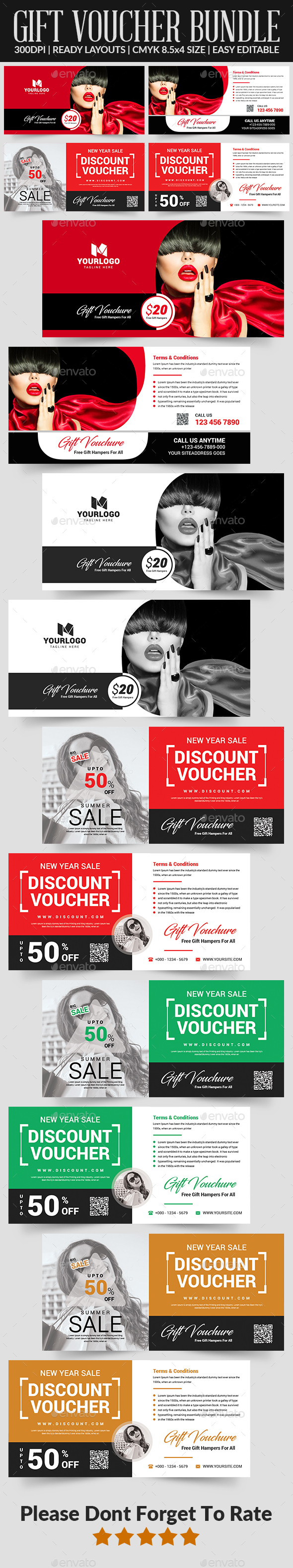 Gift Voucher Bundle Templates By Afjamaal Graphicriver