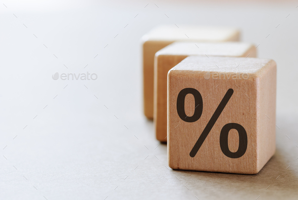 A dices with percent symbol with copy space - Stock Photo - Images