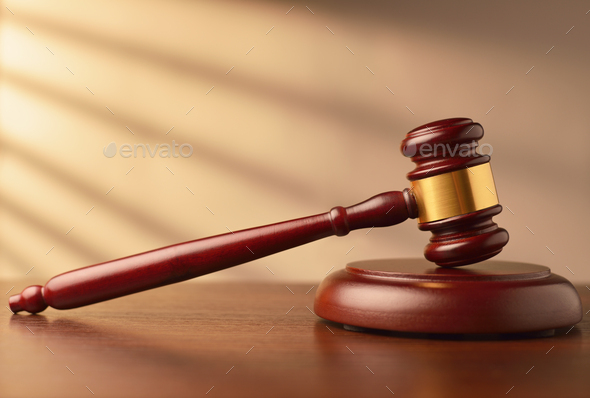 Wooden auctioneer or judges gavel - Stock Photo - Images