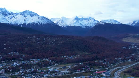 Patagonia landscape. Famous town of Ushuaia at Patagonia Argentina alt