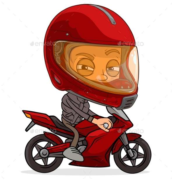 Cartoon Boy Character on Motorcycle by GB_Art | GraphicRiver