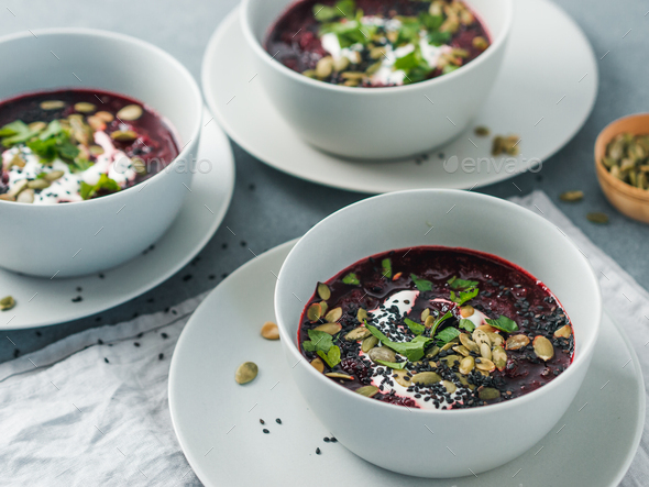 Beetroot ginger soup puree - Stock Photo - Images