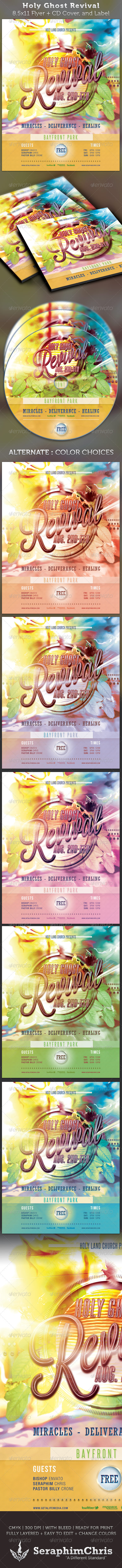 Holy Ghost Revival Full Page Flyer and CD Cover - Church Flyers