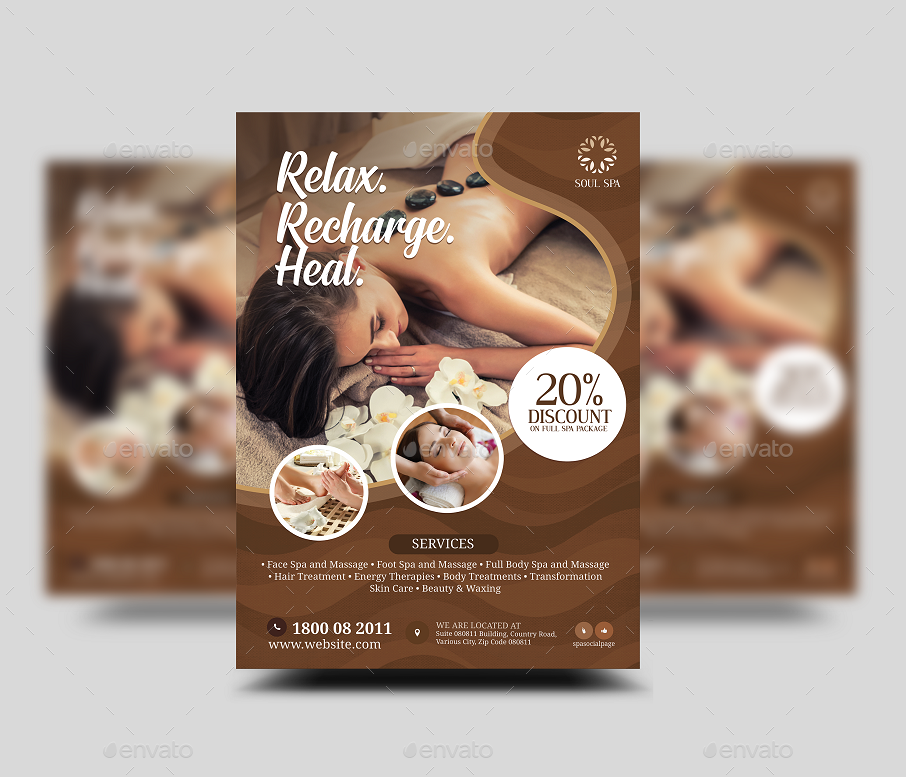 Spa And Body Care Flyer, Print Templates 