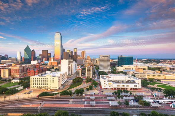 Dallas, Texas, USA Skyline at twilight - Stock Photo - Images