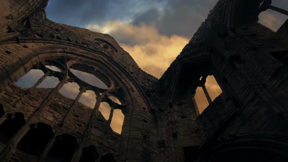 Church Ruins At Sunset Looking Up From Interior alt